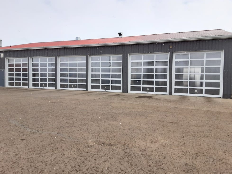 All glass overhead rolling shop doors