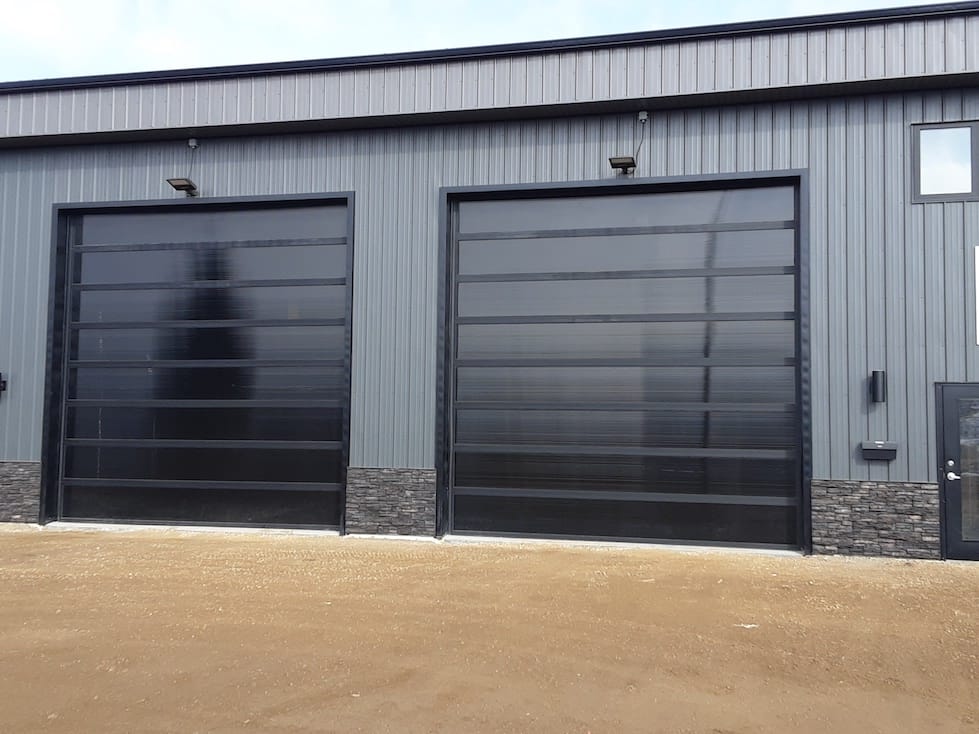 Dark tinted rollup overhead doors