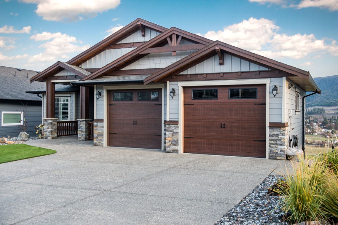 Craftsman looking wooden garage doors